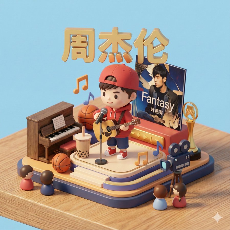 周杰伦主题3D卡通微缩场景 - Jay Chou Themed 3D Cartoon Miniature Scene - AI Image ...
